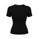 thumbnail image 5 of Polera Mujer Acanalada Manga Corta Cuello Redondo Negro, 5 of 6