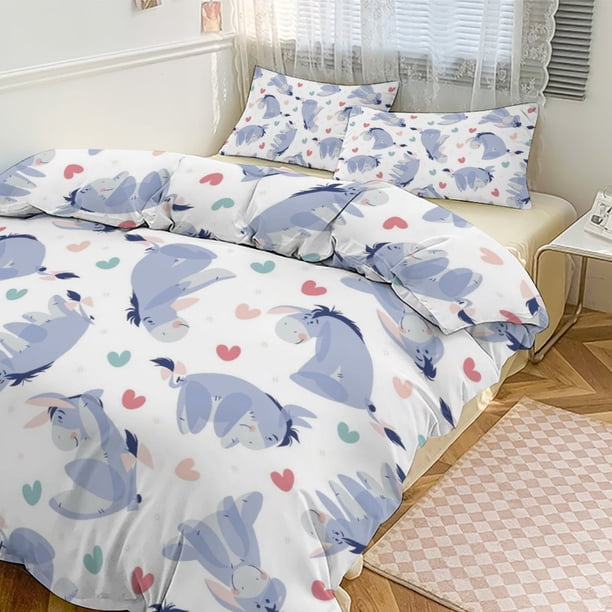 Eeyore Print Bedding Set Pattern Duvet Cove Set 3 Pieces 1 Quilt Cover And 2 Pillowcases for Women Men Teens