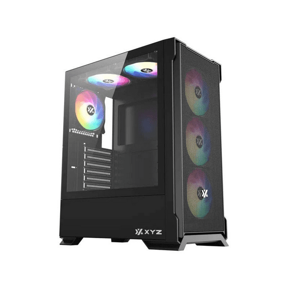 Gabinete Gamer XYZ AIRONE 300-X MESH, ATX, Panel Malla, 6 Ventiladores ARGB, Negro
