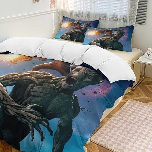 GrootCartoon Collection 3-Piece Comforter Set, Personalized Bedding Decor for Kids And Teens Bed Sheets