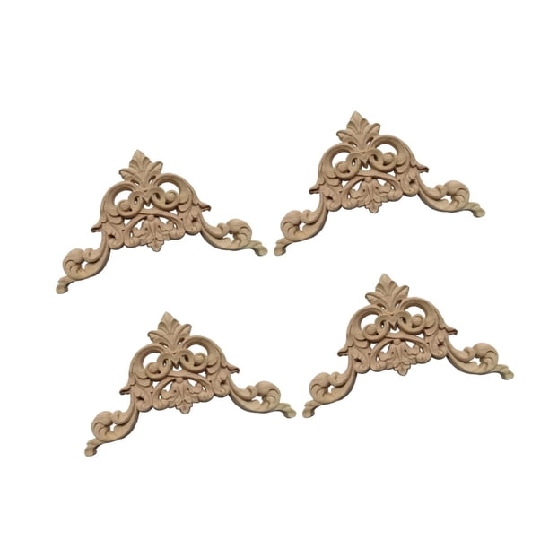 Apliques De Madera De 4 Piezas Talladas Aplicadas De Madera Para El Estilo De Decoración Del Armario Del Armario D