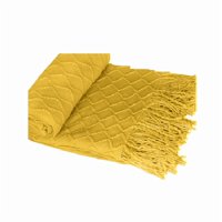 Genérico - Manta Decorativa Tejida Para Sillón, Piecera O Cama Color Amarillo
