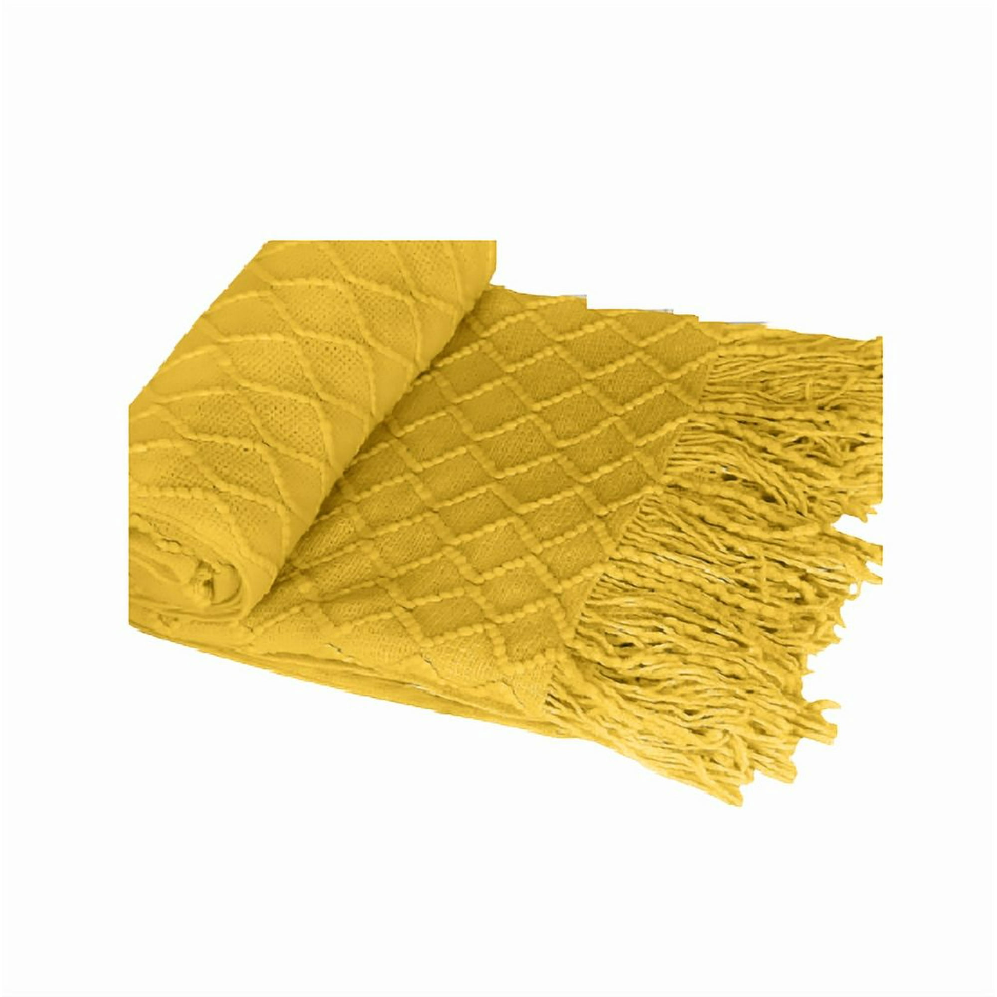 Genérico - Manta Decorativa Tejida Para Sillón, Piecera O Cama Color Amarillo