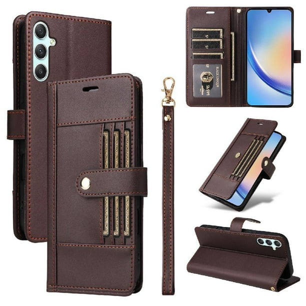 FOXDOCK Funda tipo Cartera para Samsung Galaxy A34 5G – Cubierta de Cuero PU con Múltiples Ranuras, Bolsillo para Efectivo y Correa de Muñeca