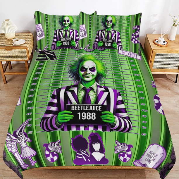 Beetle-juice Beetlejuic-e Halloween Horror Beetle-juice Beetlejuic-e Halloween Horror Bedding Set Sheet Set for Kids Adults,All Season Lightweight