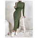 thumbnail image 2 of Vestido Ajustado Largo Tejido Canale Cuello En V, 2 of 5