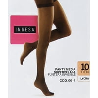 Ingesa - Panty Elasticada 10 Denier Supervelada Punta Invisible S-M Negro