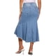 thumbnail image 3 of INSPIRE CHIC Falda Midi de Mezclilla Lavada con Cola de Pescado de Cintura Alta con Dobladillo Crudo de Moda Casual con Bolsillos para Mujer Regreso a Clases M Azul Claro, 3 of 5