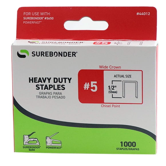 Surebonder 44012 grapas anchas de alta resistencia 12 mm, 1000 piezas