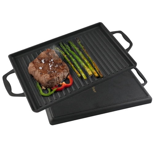 Plancha Churrasquera Hierro Fundido Atelier Cocina 2 En 1 Negro