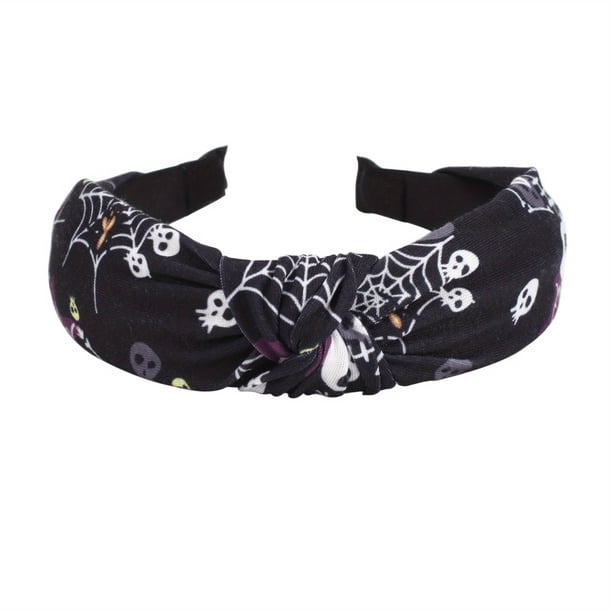 Cute Halloween Headband with Cartoon Ghost Print and Criss Cross Design - Perfect for Pumpkin and Spider Web Lovers