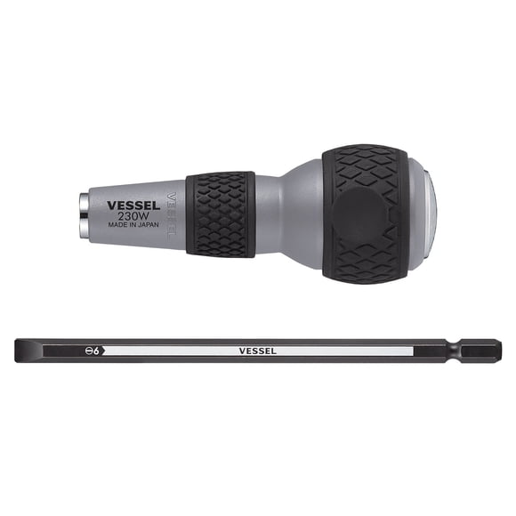 Destornillador VESSEL 230W-6 con Empuñadura de Bola y 6 Puntas