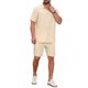 thumbnail image 5 of INSPIRE CHIC Conjuntos de 2 Piezas para Hombre Camisa de Manga Corta de Playa y Pantalones Cortos Conjuntos Texturizados a Rayas S Beige, 5 of 6