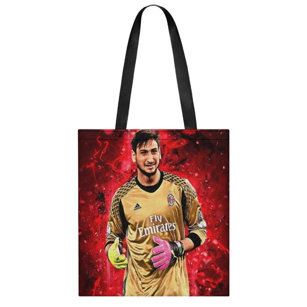 Gianluigi Donnarumma Bolso de tela con estampado de lienzo para mujer, bolsa de compras reutilizable y estética, con cremallera interior, regalo para mujer, 35 × 40 cm.