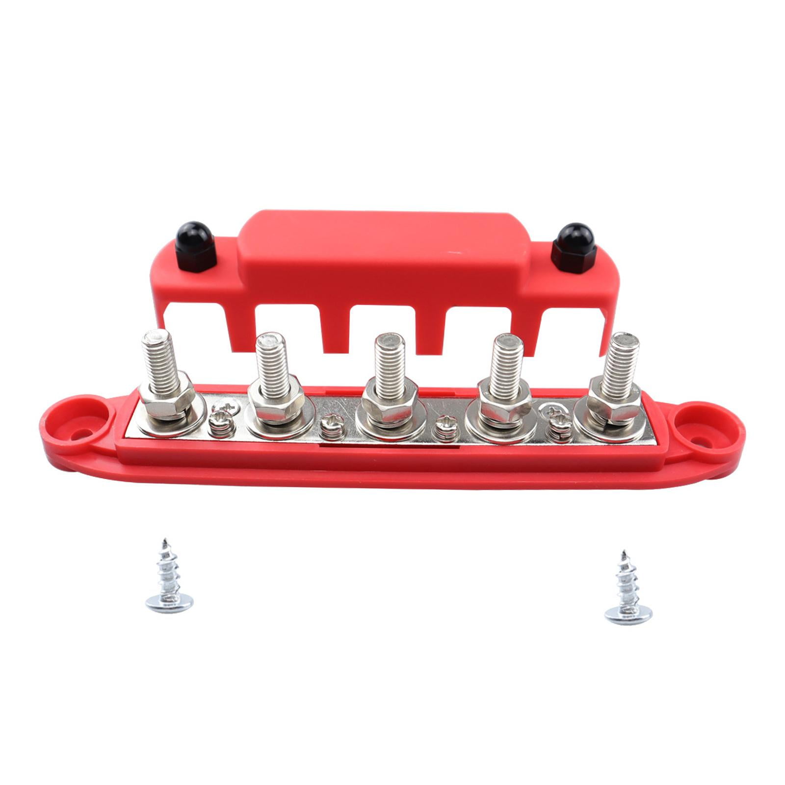 Magideal - Barra Colectora Genérica, Bloque De Distribución De Energía, Barra Colectora Profesional, Bloque De Terminales De 5 Pernos Para Camión, Remolque, Vehí M6 Rojo