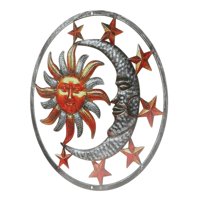 Bothyi - Placa De Decoración De Pared Con Escultura De Sol Y Luna De Metal De 11 ""Para Jardín, Baño, Marrón