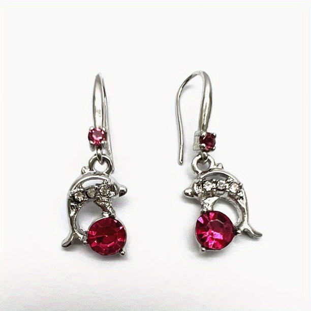 925 Silver Plating Cute White Dolphin Drop Earrings For Women Animal Earrings Jewelry