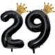thumbnail image 1 of Globo Florisland para 29 cumpleaños, número 29, negro, con corona dorada, 1 of 6