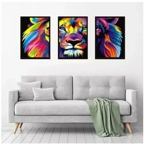 Genérico - Cuadros Decorativos León Colores Pack X 3 Uds 35X50 Cm C/U