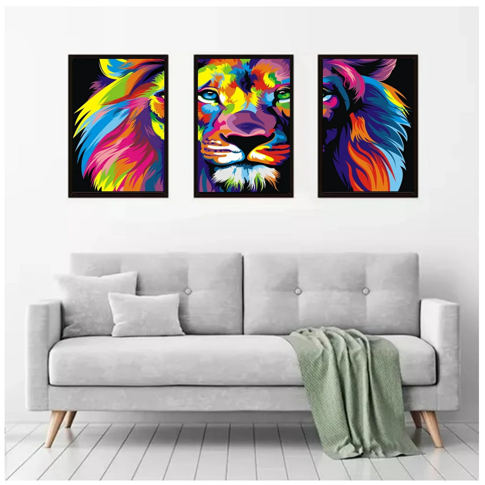 Genérico - Cuadros Decorativos León Colores Pack X 3 Uds 35x50 Cm C/u