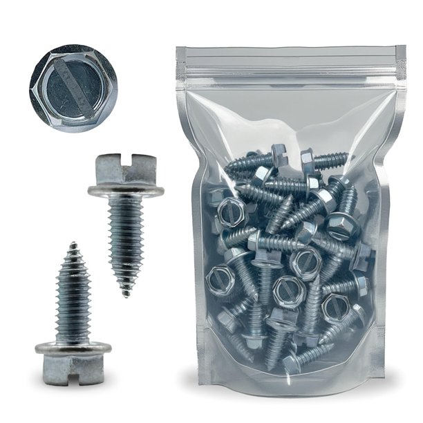 Tornillos para placa de matrícula - Cabeza hexagonal ranurada - Métrico - 6 mm x 16 mm - Para vehículos (100 unidades por paquete)