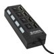 thumbnail image 1 of Hub De Cargador Múltiple USB 2.0 De 4 Puertos + Adaptador De Alta Velocidad Interruptor De Encendido / Apagado PC Negro, 1 of 5