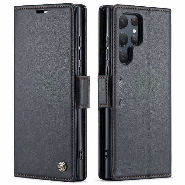 CaseMe tipo cartera Samsung Galaxy S22 Ultra con cierre magnético, RFID, tarjetero, soporte, carga inalámbrica