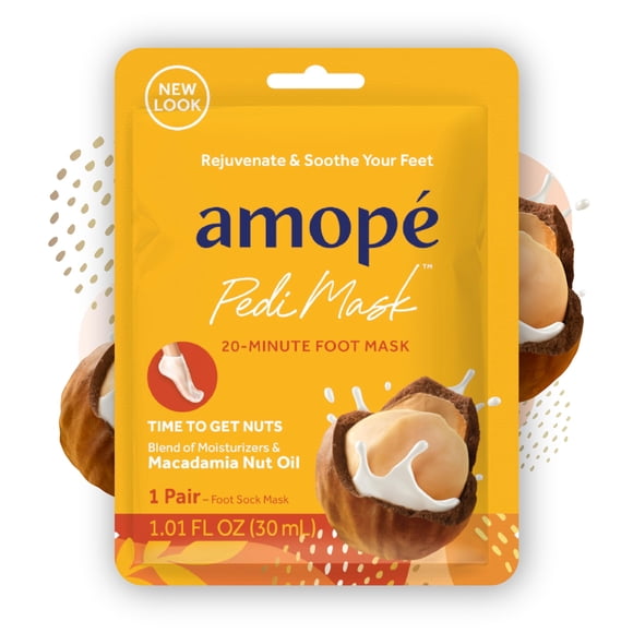 Mascarilla Para Pies Amopé Pedi Mask Con Aceite De Nuez De Macadamia 3 Pares
