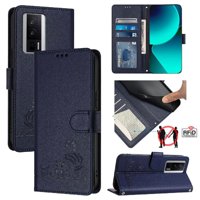 Funda Tipo Cartera Foxdock Para Xiaomi Poco F5 Pro Con Soporte, Ranuras, Rfid, Diseño De Gato