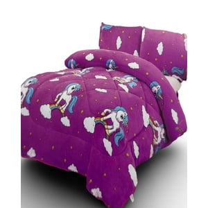 Kang Da - Cubrecama Plush Con Chiporro Invierno Plaza Y Media Unicornio Niña