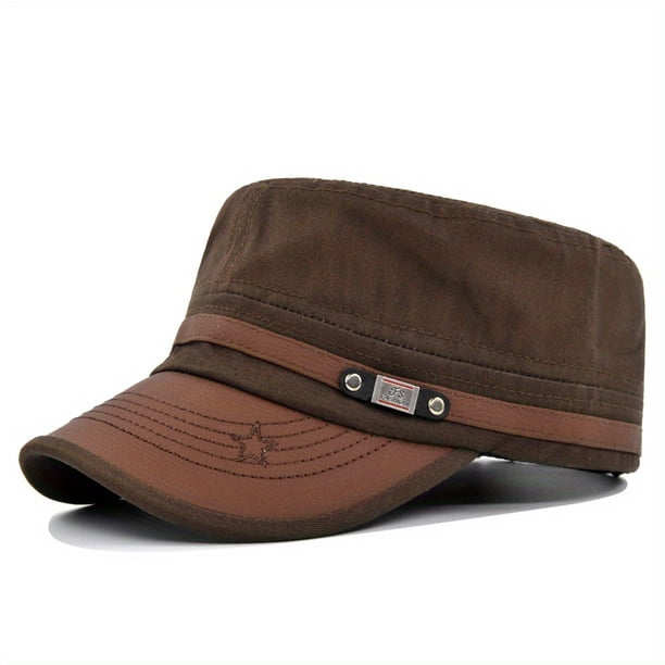 Men & Women's Cotton Sun Protection Flat Top Military Hat - Perfect for Any Outfit!