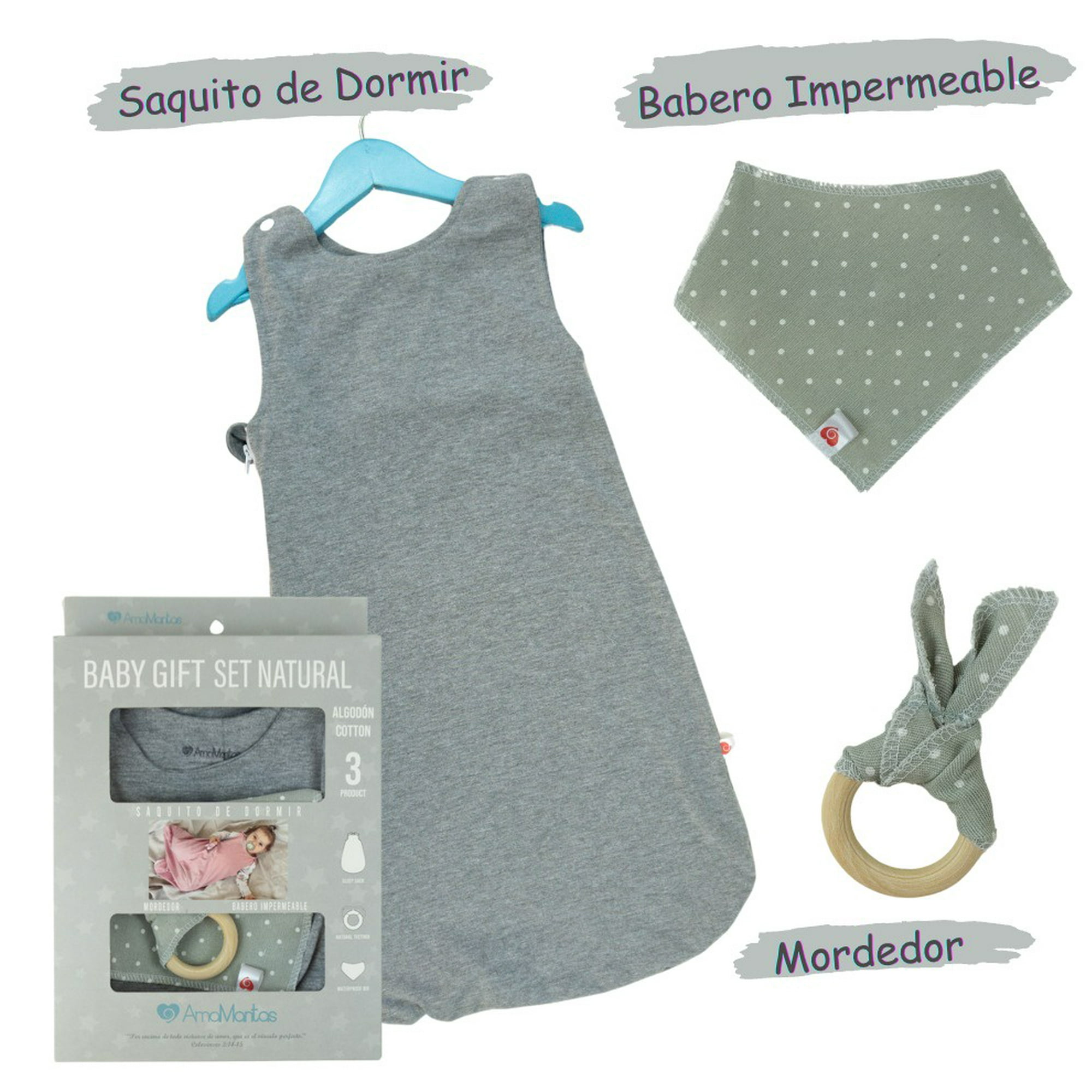 Baby Gift Baby Shower Saquito Gris 3 Piezas Amamantas