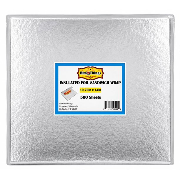 Envoltura aislada de papel aluminio para sándwiches Bits N Things 27 × 36 cm 500 unidades