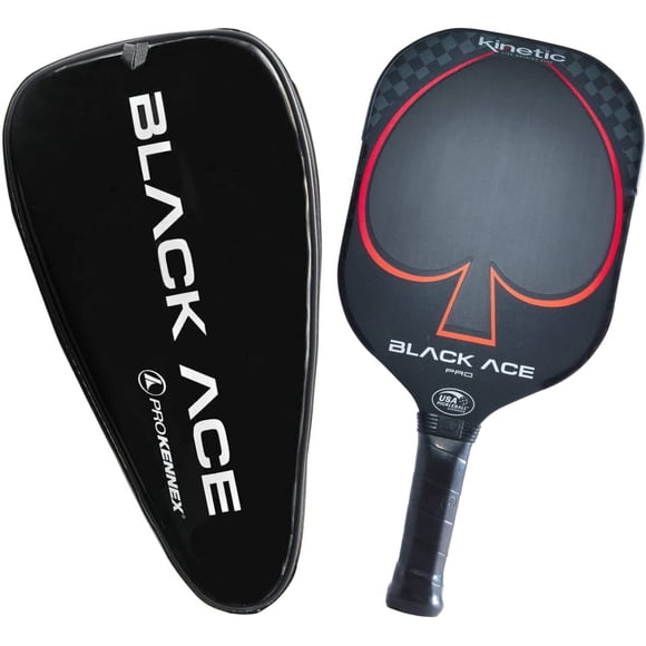 Pala de pickleball Black Ace Pro de PROKENNEX con superficie de fibra de carbono Toray 700, agarre Comfort Pro, aprobada por la USAPA
