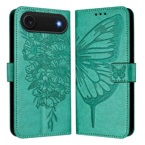 Funda cartera mariposa para iPhone 17 Air con soporte y ranuras para tarjetas Verde