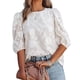 thumbnail image 1 of Camisa holgada de gasa con mangas abullonadas y textura floral (blanca), duradera, 1 of 6