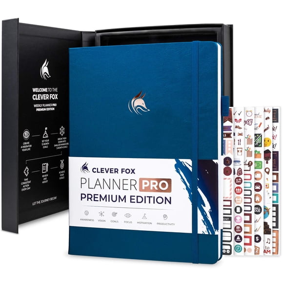 Planner Clever Fox Planner Pro Premium A4, color azul místico