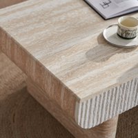 M&Ms - Coffee Table With Faux Marble Tabletop, Mid Century Modern Coffee Table With Fluted Drawer, Coffee Table For Living Room, Office