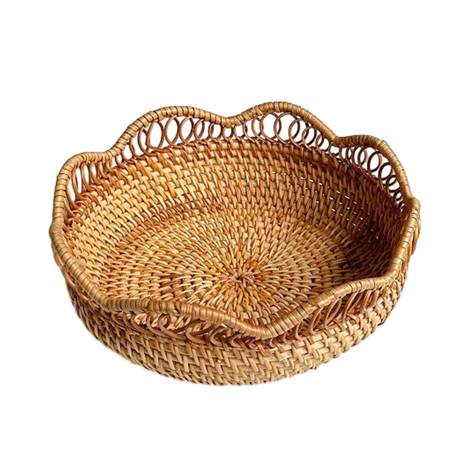 Bothyi - Cuenco De Almacenamiento De Mimbre, Bandeja De Mimbre Tejida A Mano Para Verduras, Bebidas, Aperitivos S