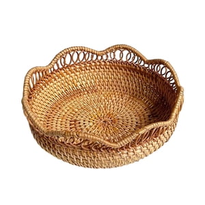 Bothyi - Cuenco De Almacenamiento De Mimbre, Bandeja De Mimbre Tejida A Mano Para Verduras, Bebidas, Aperitivos S