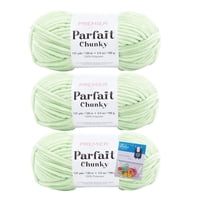 Hilo De Chenilla Grueso Premier Yarns Parfait De 3.5 Oz, Súper Voluminoso, Paquete De 3 Con Marcadores De Puntadas Bella'S Crafts (Color Lima)