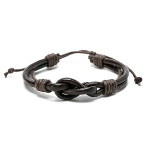 Millam - Pulsera Unisex Cuero Nudo Infinito Marrón Ajustable