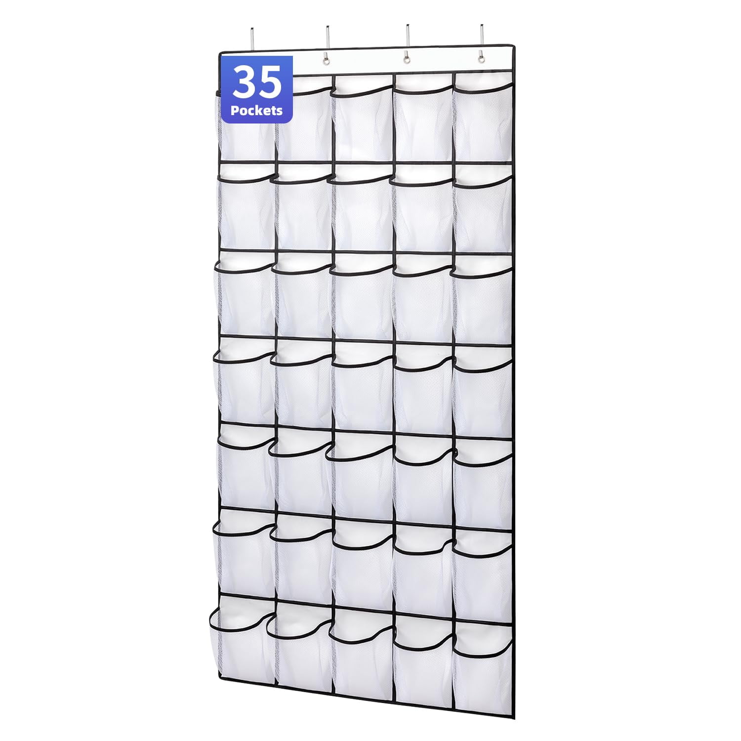 Organizador De Zapatos Saverho Over The Door, 35 Bolsillos, Color Blanco