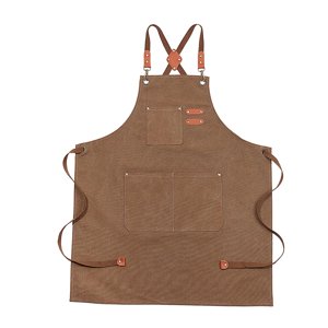 Magideal - Delantal Babero Delantal Con Bolsillos Delantal De Cocina Impermeable Para Adultos Delantal De Cocina Para Pintar Barbacoa Cerámica Restaurant Marrón