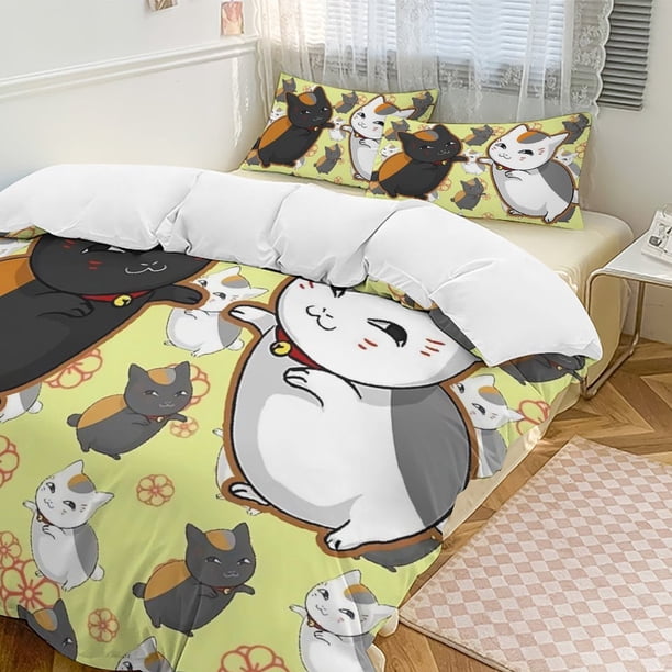 Natsume's Book of FriendsCartoon Collection 3-Piece Comforter Set, Personalized Bedding Decor for Kids And Teens Bed Sheets
