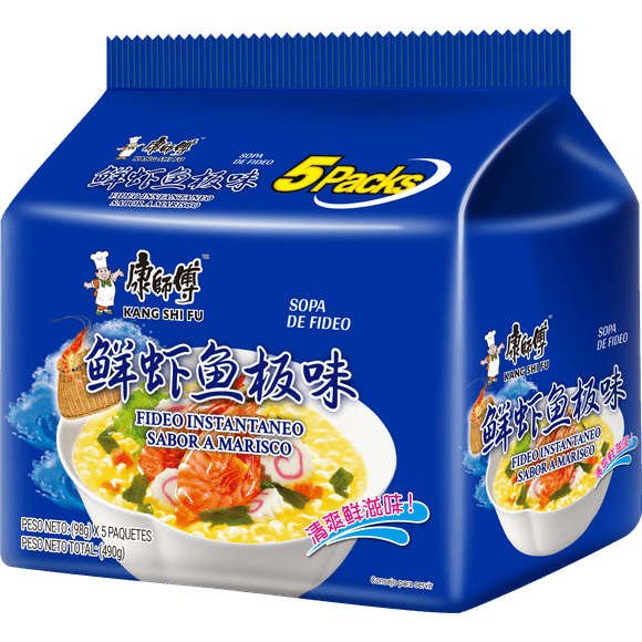 Fideo Instantaneo Kang Shi Fu Sabor a Marisco 98g*PACK 5 Bolsas