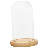 Bothyi - Soporte De Cubierta De Cúpula De Vidrio Transparente Con Decoración De Almacenamiento De Exhibición De Base De Madera 12X25Cm