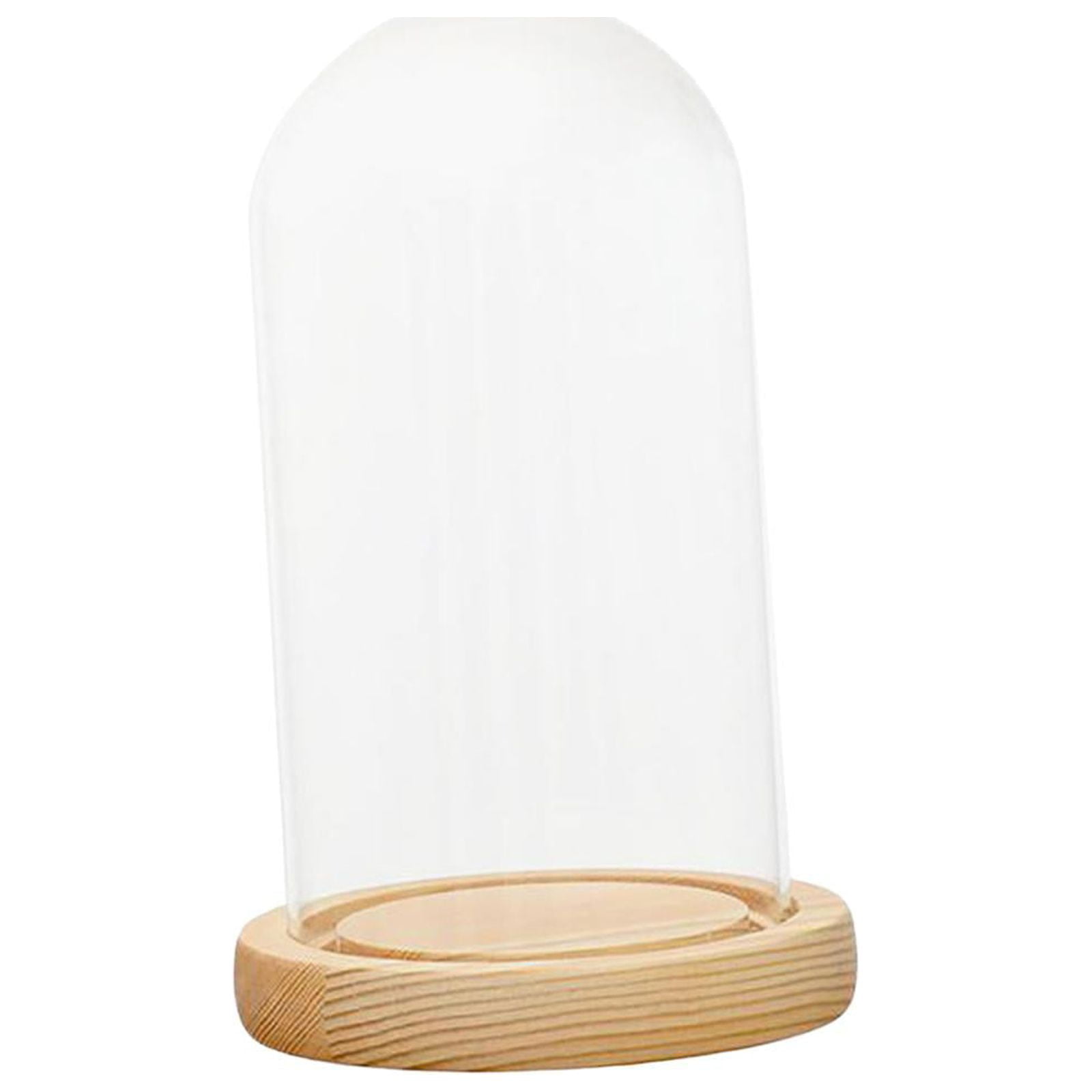 Bothyi - Soporte De Cubierta De Cúpula De Vidrio Transparente Con Decoración De Almacenamiento De Exhibición De Base De Madera 7x12cm