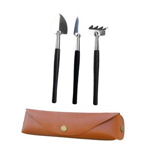 Ioensy - Mini Juego De Herramientas De Jardinería, Pala De Mano, Rastrillo Y Paleta Para Jardín Interior Y Patio, Color Negro