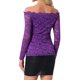 thumbnail image 3 of INSPIRE CHIC Blusa de Encaje Floral para Mujer con Hombros Descubiertos y Mangas Largas Transparentes L Púrpura, 3 of 6